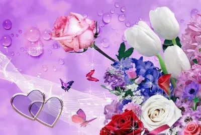 פאזל של flores y mariposas
