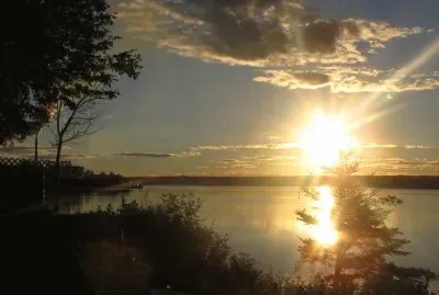 Peaceful evening scene upriver