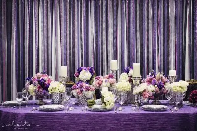 Purple and Silver Wedding Table