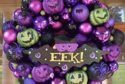 Purple Halloween EEK Wreath