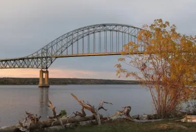 Sunset on Centennial Bridge in Miramichi NB Canada