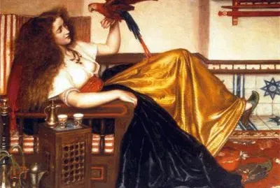 V. Cameron Prinsep- Woman Reclining with a Parrot