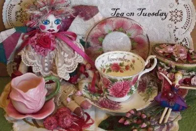 Vintage November Tea Cup Display