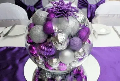 Purple and Silver Christmas Centerpiece
