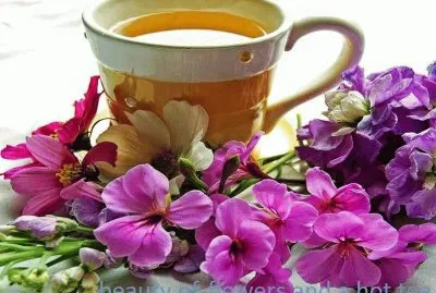 Beauty of Flowers and a Hot Tea-YUMMY!