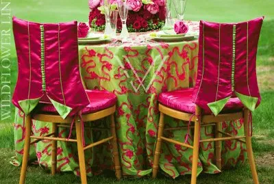 Elegant Fuchsia and Citron Table Linen