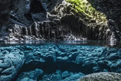 Cave above and below water