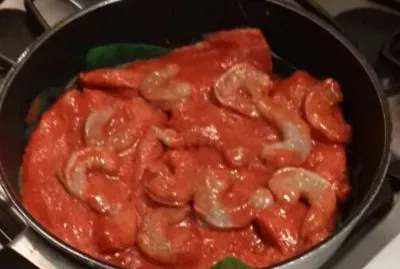 Pescado con camarones