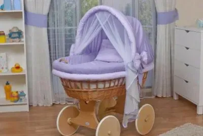 Wicker Cradle with Lavender Decor