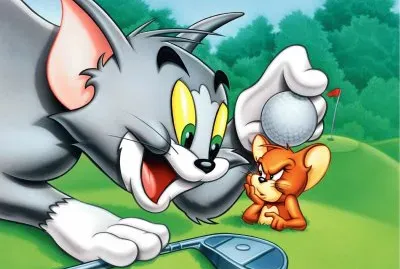 Tom y Jerry jugando golf
