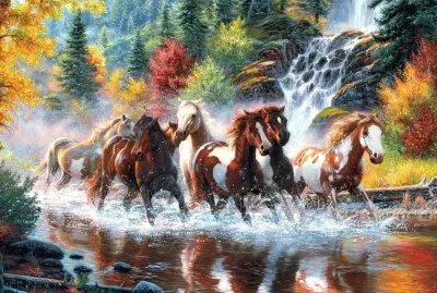 CABALLOS EN EL RIO jigsaw puzzle
