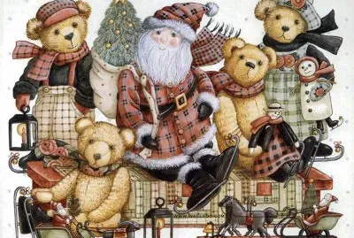 Santa Goes Skating with the Teddy Bears