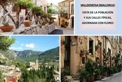 VALLDEMOSA (MALLORCA) - VISTA DE LA POBLACION Y SUS CALLES ADORNADAS