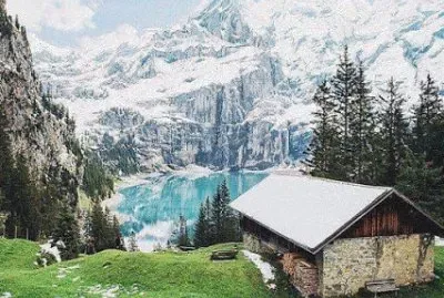 Paisaje nevado en Suiza