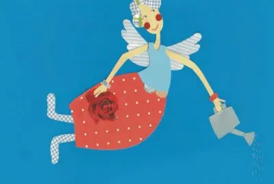 Cindy watering flowers