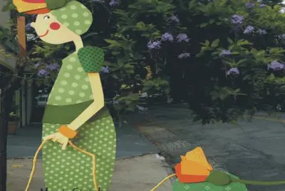 Cindy walking the turtle