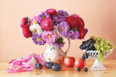 פאזל של Bodegon flores y frutas