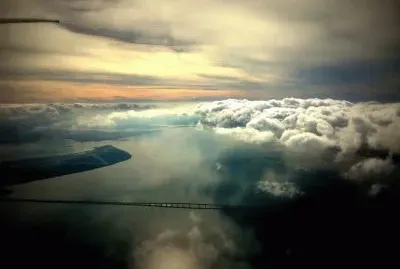 Airplane view above Lisbon
