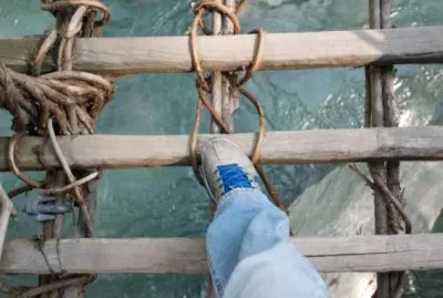 Looking down on the Kazurabashi Bridge