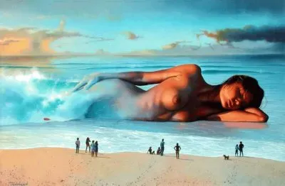 Mujer Acostada en la Orilla jigsaw puzzle