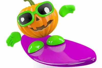 Cute 3-D  Surfing Pumpkin jigsaw puzzle