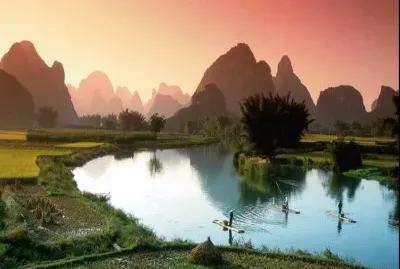 Chine Yunnan coucher de soleil