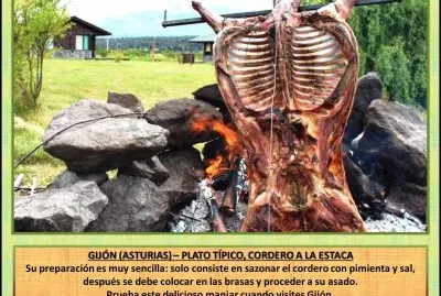 פאזל של GIJÃ“N (ASTURIAS) â€“ PLATO TÃPICO, CORDERO A LA ESTACA