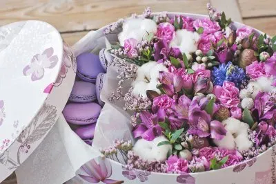 Hat Box Gift of Flowers and Macaroons jigsaw puzzle