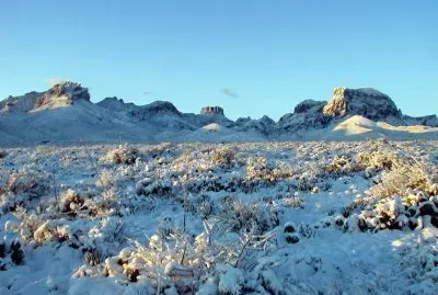 Snow in desert of Big Bend