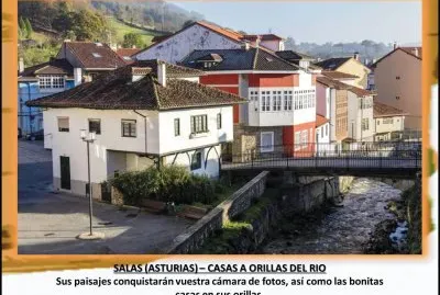 SALAS (ASTURIAS) â€“ CASAS A ORILLAS DEL RIO jigsaw puzzle