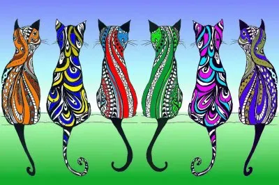 Colourful cats
