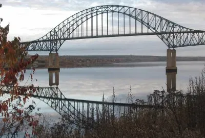 Centennial Bridge on calm fall day