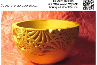 Sculpture au couteau, La Dent du Lion sur Etsy