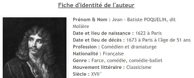 Fiche d 'identitÃ© de moliÃ¨re