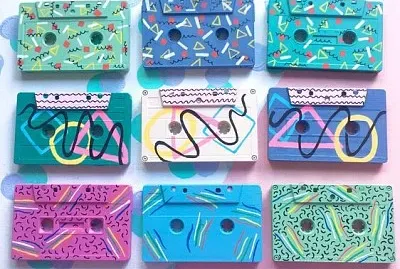 9 colorful cassettes