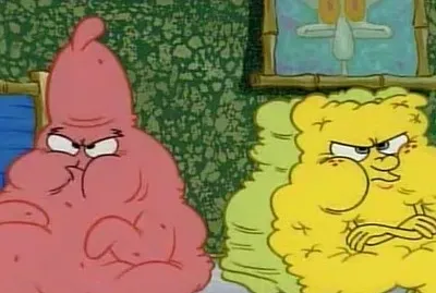 bob esponja y patricio enojados