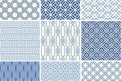 Seamless geometric patterns set.