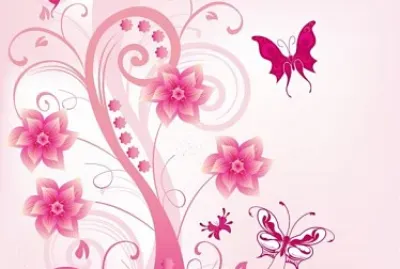 Rama con Flores y Mariposas