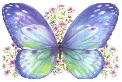 Mariposa Lila con Flores