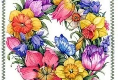 Flores Multicolores y Mariposas