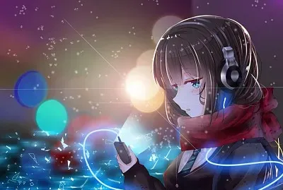 Chica anime escuchando mÃºsica