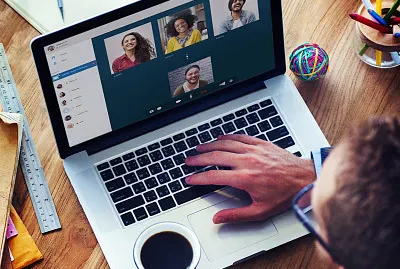 man in virtual conference