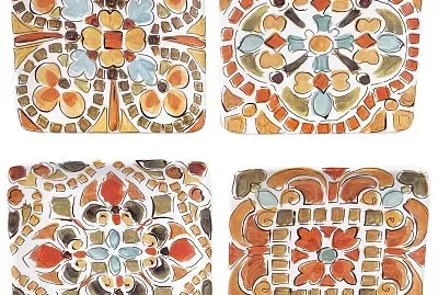 colorful plates, pottery fall colors