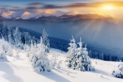 snow sunset