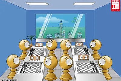 Peones jugando ajedrez