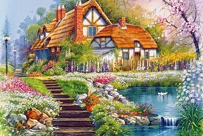 פאזל של Casita con lago