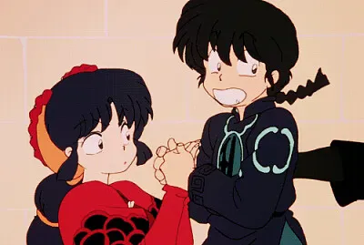 ranma es empujado y besa a akane