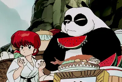 ranma y su papa se comen el premio