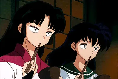 sango y kagome miran mal a miroku inuyasha