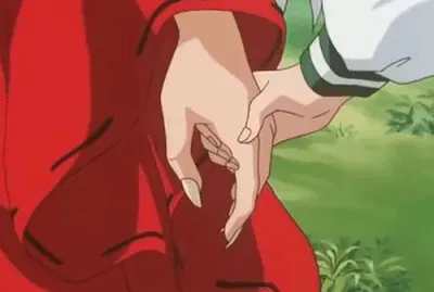 kagome toma de la mano a inuyasha